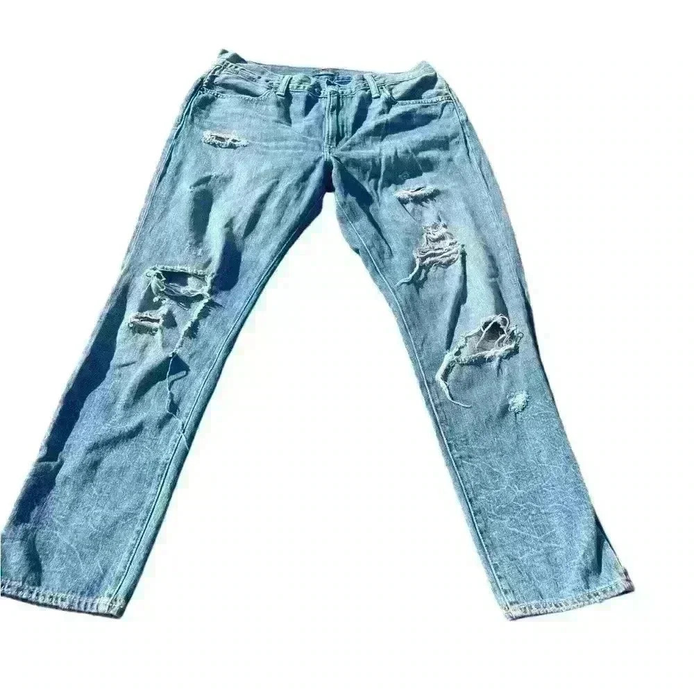 Polo Ralph Lauren Astor Slim Boyfriend Jeans Womens Size 31 X 29 Distressed Blue
